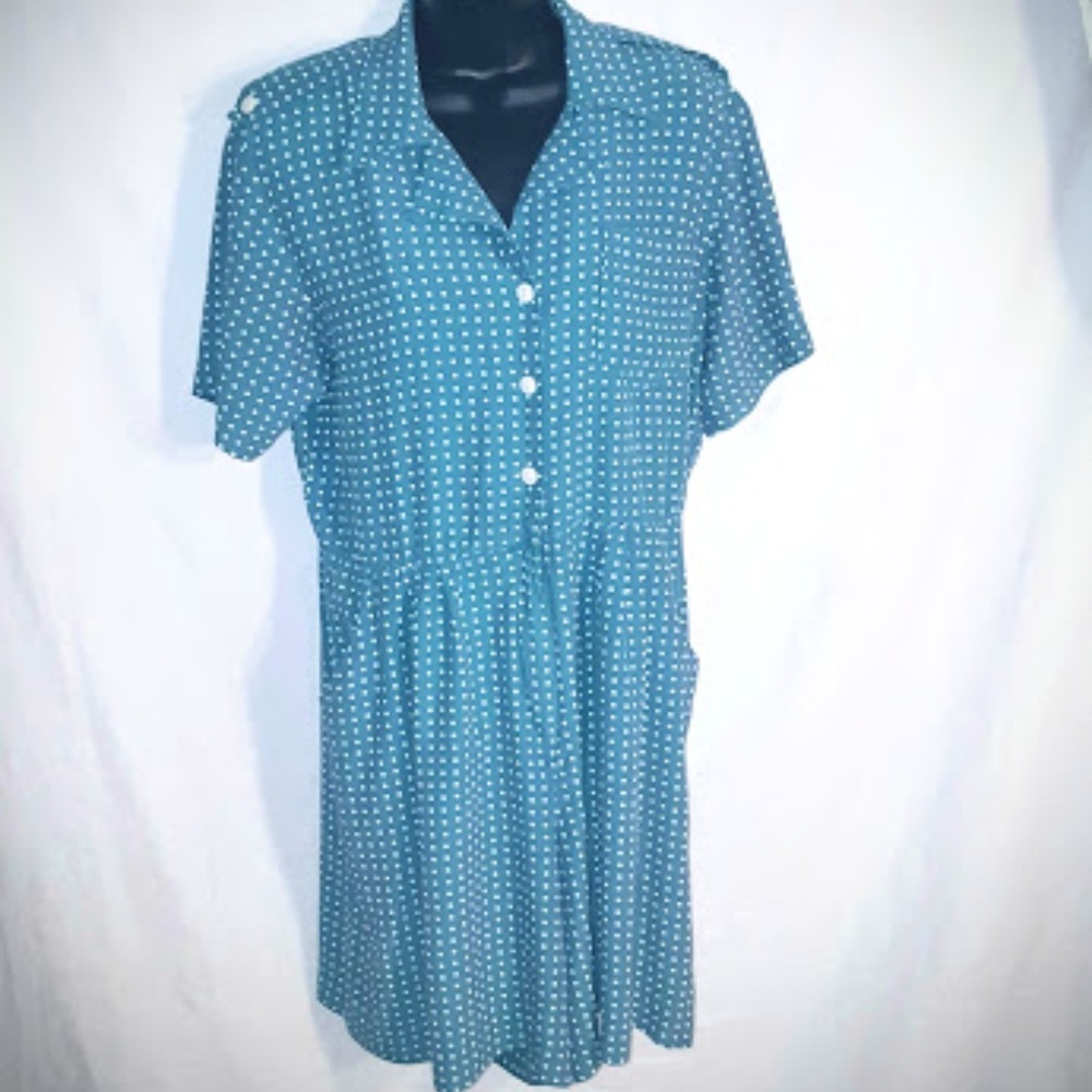 Retro Vintage Romper green with pokadots sz 14